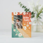 Bonjour bébé | Retro Boho Faire-part de naissance (Debout devant)