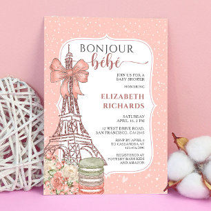 Bonjour Bebe Romantic French Girl Baby shower Kaart