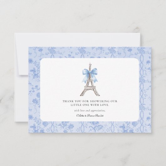 Bonjour Bebe Romantisch Blauw Frans Bedankt Card Kaart (Voorkant)