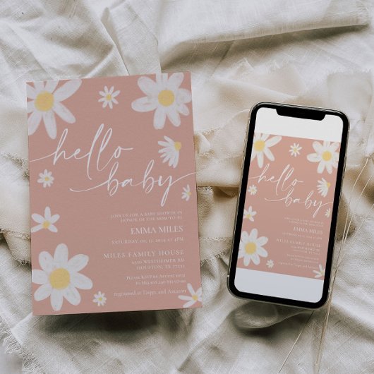 Bonjour bébé rose marmite Baby shower Invitation