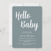 Bonjour bébé Rustic Blue Baby shower Invitation (Devant)