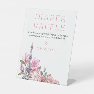 Bonjour Bebe   Teken voor baby shower luiers raffl Reclamebord Met Voetstuk