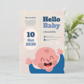 Bonjour bébé visage douche Invitation (Debout devant)