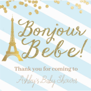 Bonjour Bebe voor Stickers Baby Boy Shower Paris