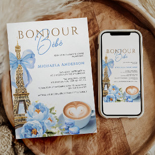 Bonjour Bébé Waterverf Coquette Bow Baby shower I Kaart