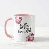 Bonjour belle citation de fleur Coffee Mug (Gauche)