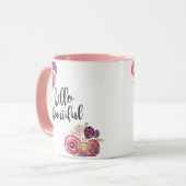 Bonjour belle citation de fleur Coffee Mug (Devant gauche)