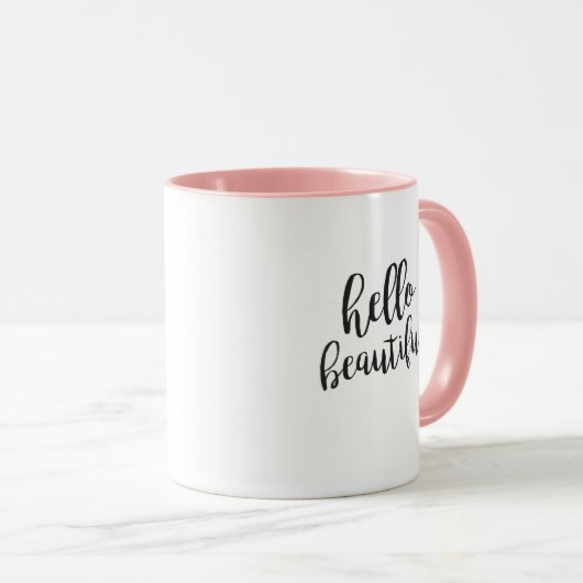 Bonjour belle citation de script Coffee Mug (Devant droit)