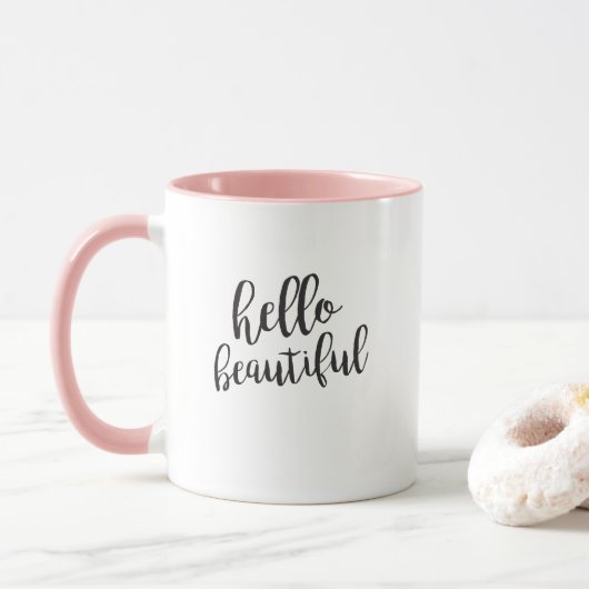 Bonjour belle citation de script Coffee Mug (Avec donut)