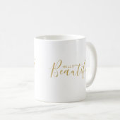 Bonjour Belle Gold Script Chic Coffee Mug (Devant droit)