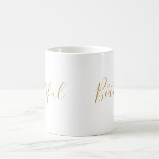 Bonjour Belle Gold Script Chic Coffee Mug (Centre)