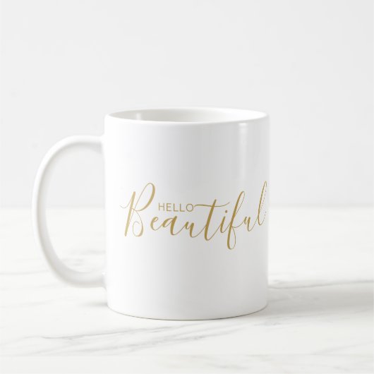 Bonjour Belle Gold Script Chic Coffee Mug (Gauche)