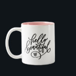 Bonjour Belle Mains Lettré Mug de café à deux tons<br><div class="desc">La meilleure façon de commencer la matinée ! Une tasse de café (ou de thé) et un compliment ! Cette mignonne tasse lettrée à la main vous fera toujours sourire. Offrez-le à un ami proche ou montrez-vous un peu d'amour avec un petit coup de pouce motivationnel sur votre tasse matinale....</div>