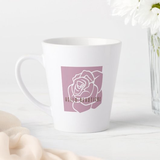 Bonjour Belle - Mug Latte Rose Rose Moderne Chic