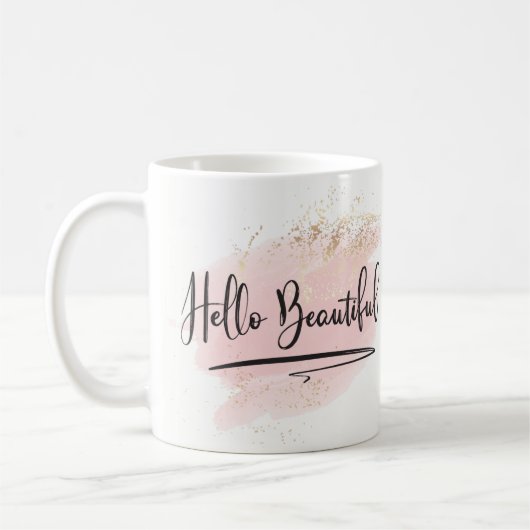 Bonjour belle tasse rose d'aquarelle (Gauche)
