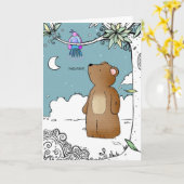 Bonjour Bird a dit M. Bear - carte de voeux (Fleur jaune)