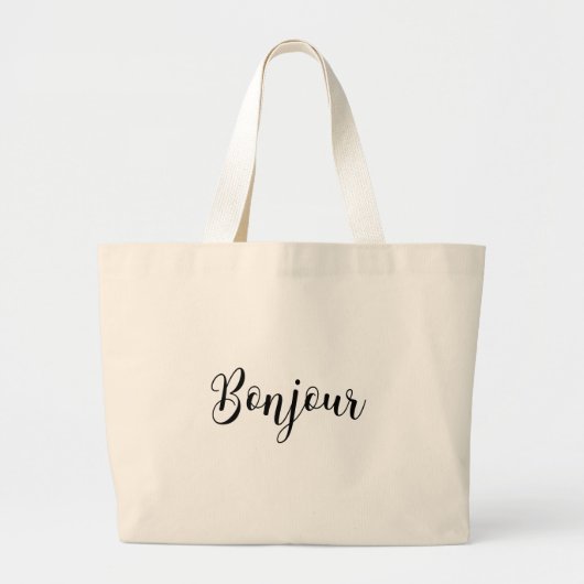 Bonjour-blackText Grote Tote Bag (Voorkant)