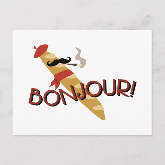 Bonjour. Briefkaart (Voorkant)