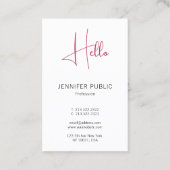 Bonjour Carte de visite Moderne Vertical Professio (Dos)