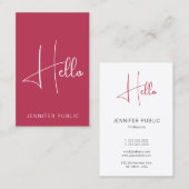 Bonjour Carte de visite Moderne Vertical Professio (Devant / Derrière)