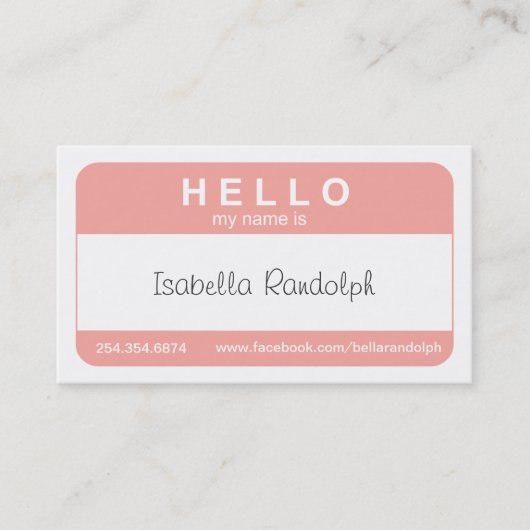 Bonjour carte de visite nommé d'étiquette (Devant)