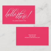 Bonjour ! Carte de visite rose (Devant / Derrière)