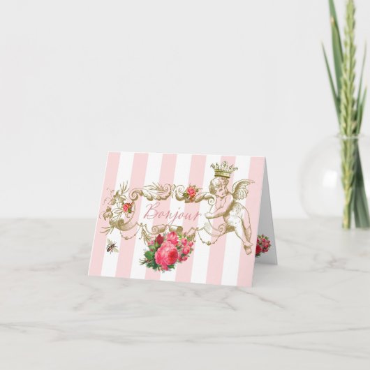 Bonjour, Carte Note Inspiré Français (Devant)