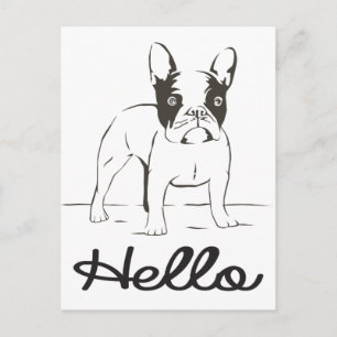 Bonjour Carte Postale de Chiots Chien Bouledogue F