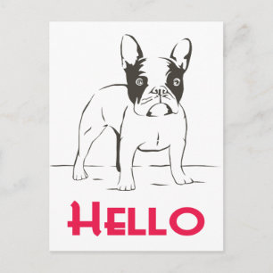 Bonjour Carte Postale de Chiots Chien Bouledogue F