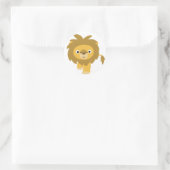 Bonjour ! Cartoon Lion autocollant rond (Sac)