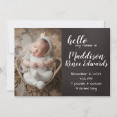 Bonjour Chalkboard faire-part de naissance avec ph (Devant)