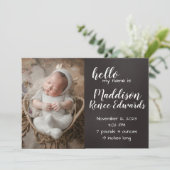 Bonjour Chalkboard faire-part de naissance avec ph (Debout devant)