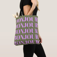 Bonjour | Chic Olive en Lila oude typografie