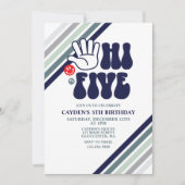 Bonjour cinq rayures rétro anniversaire Invitation (Devant)