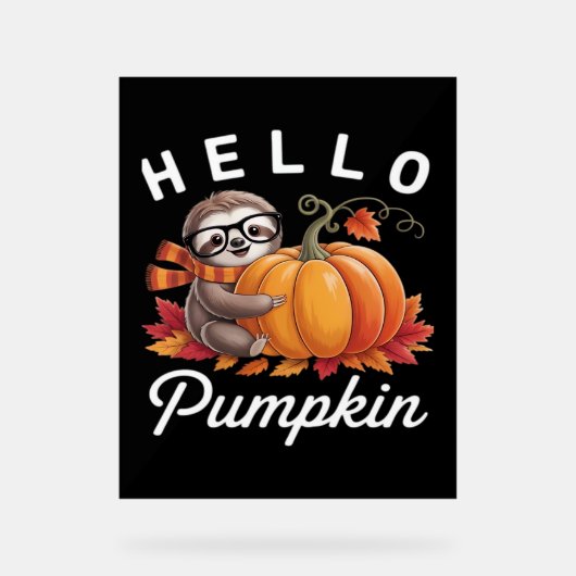 Bonjour Citrouille - Jolie Automne Sloth Feuilles  (Recto)