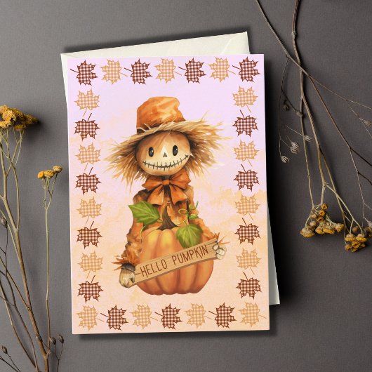 Bonjour Citrouille Scarecrow Halloween Carte de vo