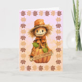 Bonjour Citrouille Scarecrow Halloween Carte de vo (Devant)