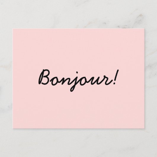 Bonjour Cream Ivory Modern Script Design Briefkaart (Voorkant)