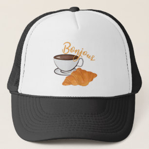 Bonjour Croissant Coffee Breakfast - Franse Cafe Trucker Pet