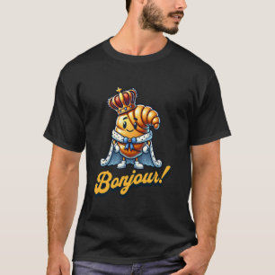 Bonjour Croissant Frans gebak Ontbijt Funny Hu T-shirt