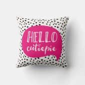 Bonjour Cutiepie rose pois noir pois coussin spott (Verso)