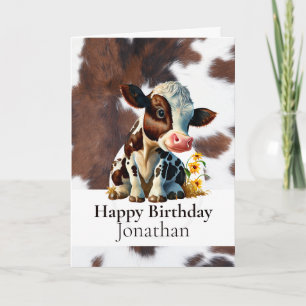 BONJOUR D'ANNIVERSAIRE BROWN VACHE CACHER CARTE GA