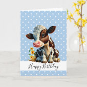 BONJOUR D'ANNIVERSAIRE CUTE GARÇON CARTE DE VACHE  (Fleur jaune)