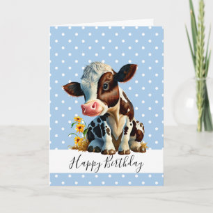 BONJOUR D'ANNIVERSAIRE CUTE GARÇON CARTE DE VACHE 