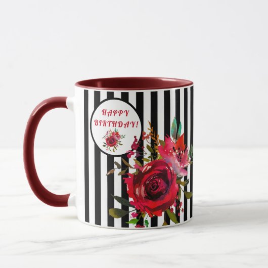 BONJOUR D'ANNIVERSAIRE ÉTONNANT FLORAL CAFÉ MUG (Gauche)
