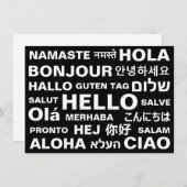 Bonjour dans différentes langues noir carte de pla (Devant / Derrière)
