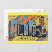 Bonjour de Pontiac Michigan Carte postale (Devant / Derrière)