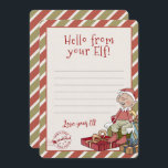 Bonjour De Votre Elfe, Carte pour notes Lettre<br><div class="desc">Bonjour De Votre Elfe, Lettre Carte pour notes. Je suis de retour ! Ce petit elfe attend le grand plaisir de Noël. Les aquarelles et la typographie saisonnière sont caractéristiques du design. Personnalisez ce design elfe mignon avec vos détails facilement et rapidement. Appuyez sur le bouton customiser pour réorganiser et...</div>