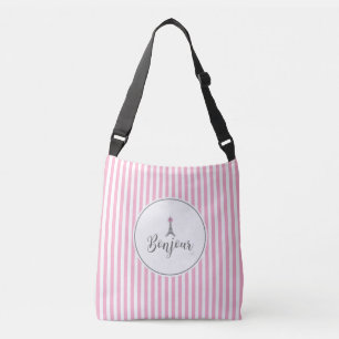 Bonjour Eiffeltoren, roze boog, modern Crossbody Tas