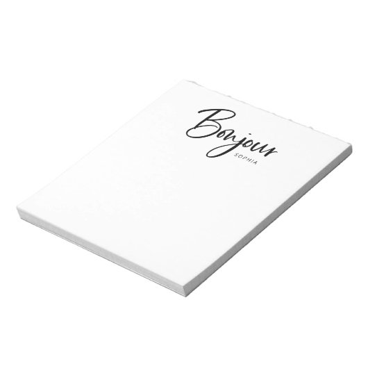 Bonjour | Elegant en modern Frans script Notitieblok (Gedraaid)